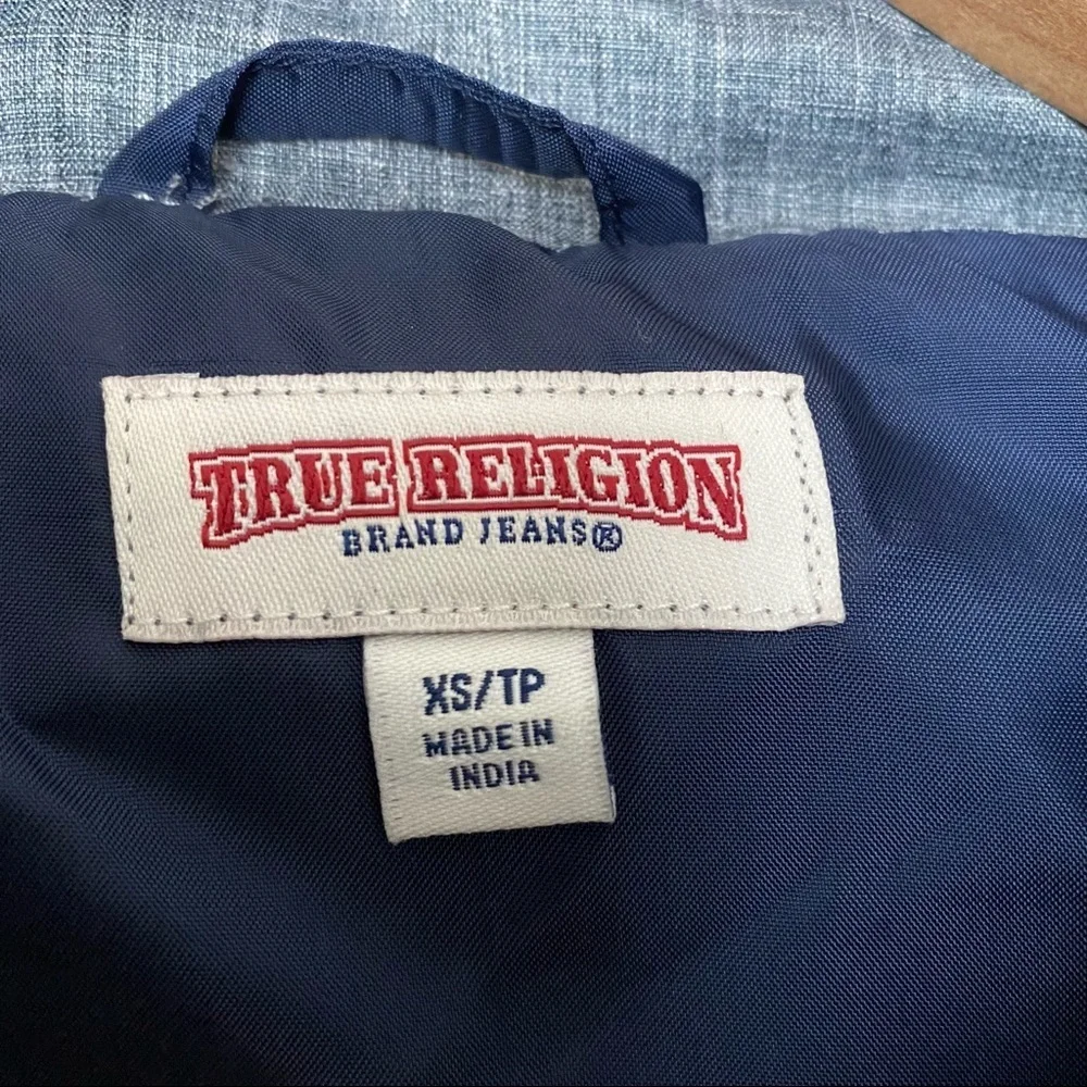 NEW TRUE RELIGION SNOW SKI PUFFER BOMBER JACKET GRAY FUR HOOD WINTER COAT